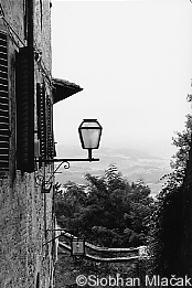 Lamp and Tuscan Countryside